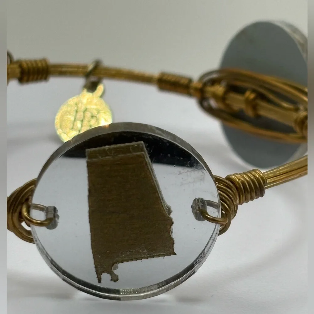 Bourbon and Boweties Alabama State Wire Wrapped Bangle Bracelet Handmade